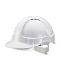 Economy White Safety Helmet Vented with Adjustable Plastic Harness