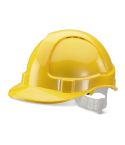 Economy Yellow Safety Helmet Vented with Adjustable Plastic Harness