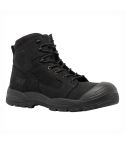 Hard Yakka Legend Lace and Side Zip Wide Fit Black Leather Safety Boots