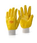 Lightweight Fully Coatd Yellow Nitrile Coated Knitted Wrist Work Gloves