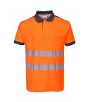 PW3 Workwear High Vis T180 Orange Navy Short Sleeve Work Polo Shirt