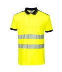 PW3 Workwear High Vis T180 Yellow Black Short Sleeve Work Polo Shirt