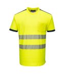 PW3 Workwear High Vis T181 Yellow Navy Short Sleeve Work T Shirt