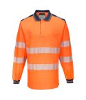 PW3 Workwear High Vis T184 Orange Navy Long Sleeve Work Polo Shirt