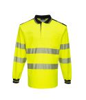 PW3 Workwear High Vis T184 Yellow Black Long Sleeve Work Polo Shirt