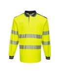 PW3 Workwear High Vis T184 Yellow Navy Long Sleeve Work Polo Shirt