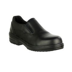 Charnwood Ladies Black Leather Lightweight S1P SRC Slip On Safety Shoes