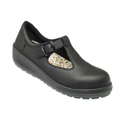 Parade Batina Womens Buckle Fastened Black Microfiber Safety Work Shoes