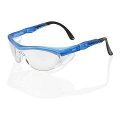 Utah Anti Fog EN166 Adjustable Blue Frame Clear Lens Safety Spectacles