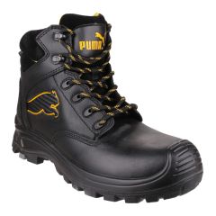 Puma Safety Boots Mens Borneo Mid Black Leather S3 Working Boots