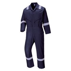 Portwest C814 iona Navy Pure Cotton Workwear Coverall with High Vis