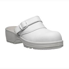 Candy Metal Free White Microfiber Slip Ladies Safety Clog Style Shoes