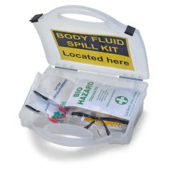 Body Fluid Spill Kits with Body Fluid Spill Kit Located Here Sign