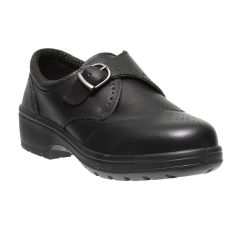 Dolby Smart Executive Ladies Black Leather Slip On Brogue Safety Shoes