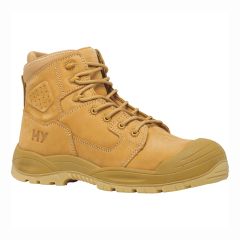 Hard Yakka Legend Lace and Side Zip Wide Fit Honey Leather Safety Boots