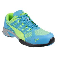 Puma Safety Celerity Knit Blue and Lime Ladies Safety Trainer Shoes