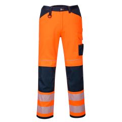 PW3 Workwear PW340 High Vis Orange Navy Multipocket Work Trousers