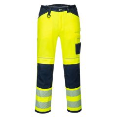 PW3 Workwear PW340 High Vis Yellow Navy Multipocket Work Trousers