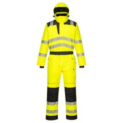 PW3 Workwear High Vis Yellow and Black PW352 Waterproof Hooded Overall