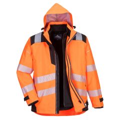 PW3 Workwear High Vis PW365 Orange Black Waterproof 3 in 1 Work Jacket