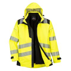 PW3 Workwear High Vis PW365 Yellow Black Waterproof 3 in 1 Work Jacket
