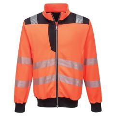 PW3 Workwear High Vis PW370 Orange Black Zipped Sweatshirt Work Jacket