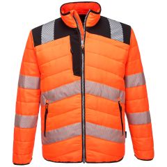 PW3 Workwear High Vis PW371 Orange Black Insulated Baffle Work Jacket