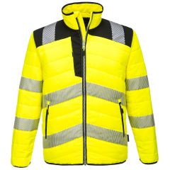 PW3 Workwear High Vis PW371 Yellow Black Insulated Baffle Work Jacket