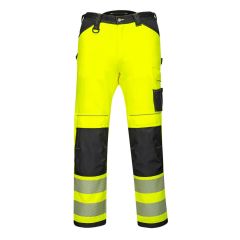 PW3 Workwear High Vis PW385 Yellow Black Multipocket Ladies Work Trousers