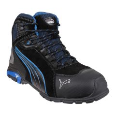 Puma Safety Boots Rio Mid Height Black with Blue Contrast Trainer Boots