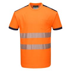 PW3 Workwear High Vis T181 Orange Navy Short Sleeve Work T Shirt