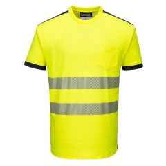PW3 Workwear High Vis T181 Yellow Black Short Sleeve Work T Shirt