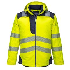 PW3 Workwear High Vis T400 Yellow Navy Insulated Waterproof Work Jacket