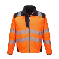 PW3 Workwear High Vis T402 Orange Black Water Repellent Softshell Jacket