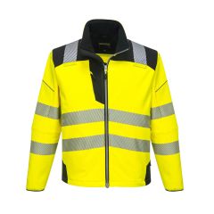 PW3 Workwear High Vis T402 Yellow Black Water Repellent Softshell Jacket