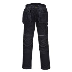 PW3 Workwear Black T602 Holster Pocket Stretch Kneepad Work Trousers